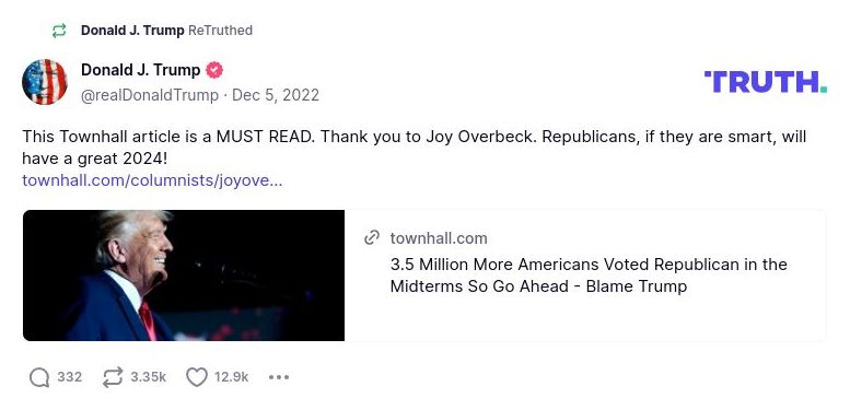 Post image from Donald Trump