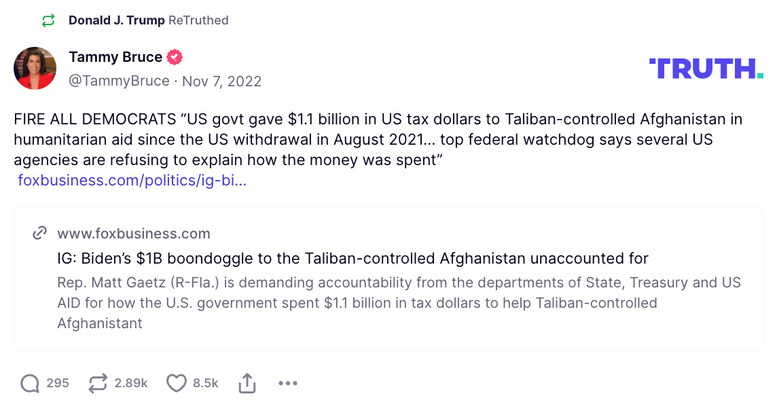 Post image from Donald Trump