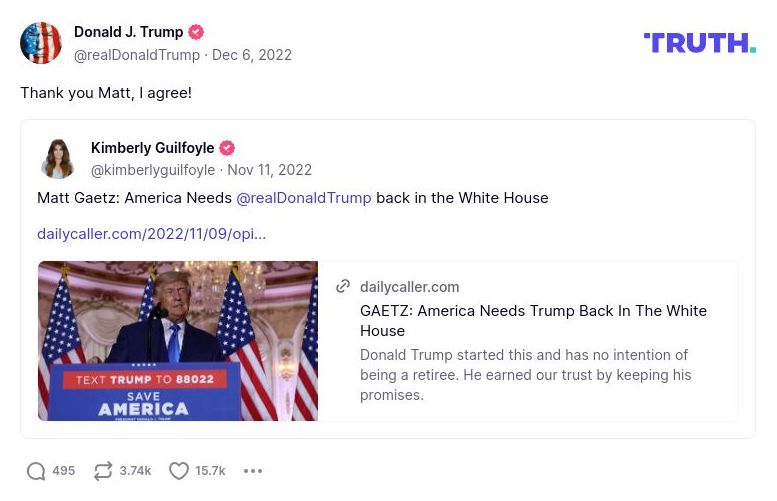 Post image from Donald Trump