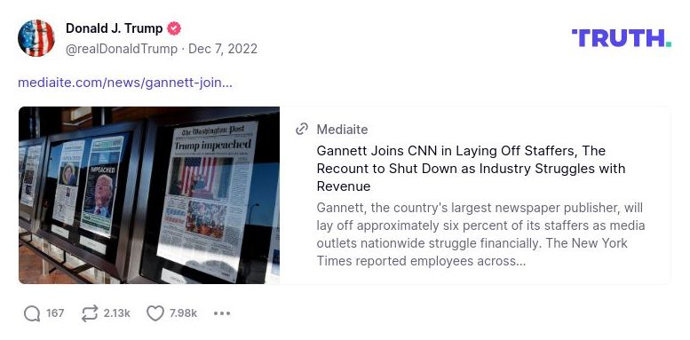 Post preview from Donald Trump