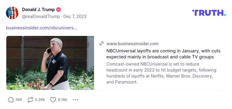 Post image from Donald Trump