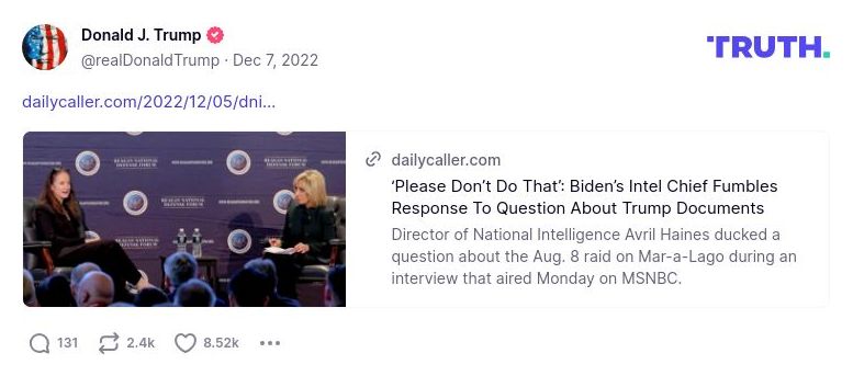 Post image from Donald Trump