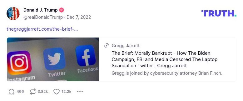 Post image from Donald Trump