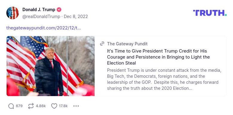 Post image from Donald Trump