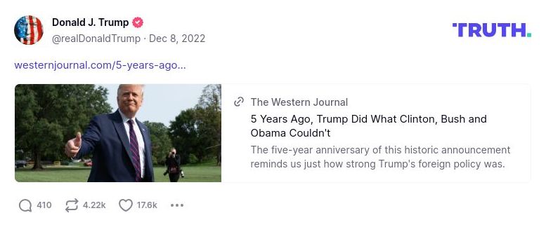 Post image from Donald Trump