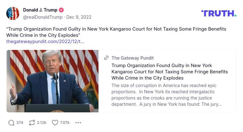 Post image from Donald Trump