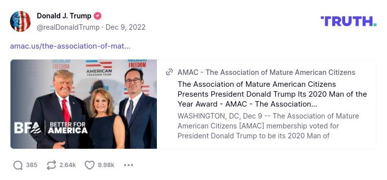 Post image from Donald Trump