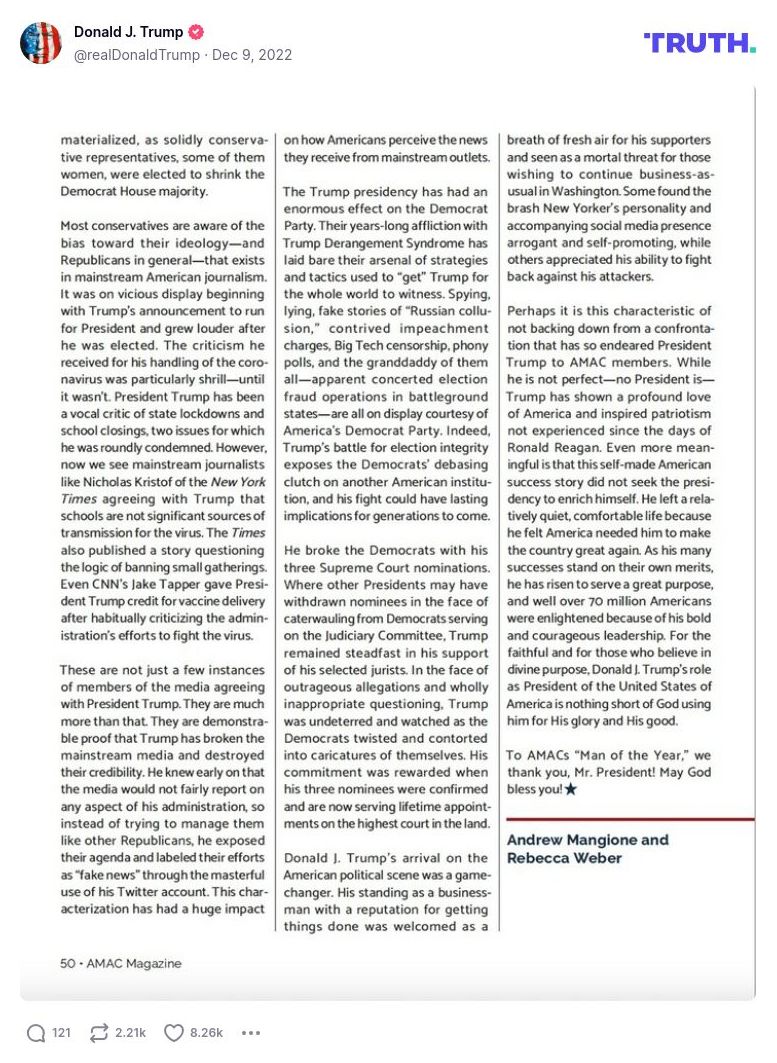 Post image from Donald Trump