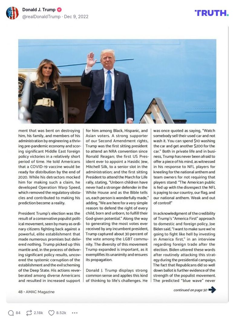 Post image from Donald Trump