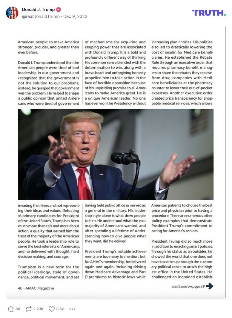 Post image from Donald Trump