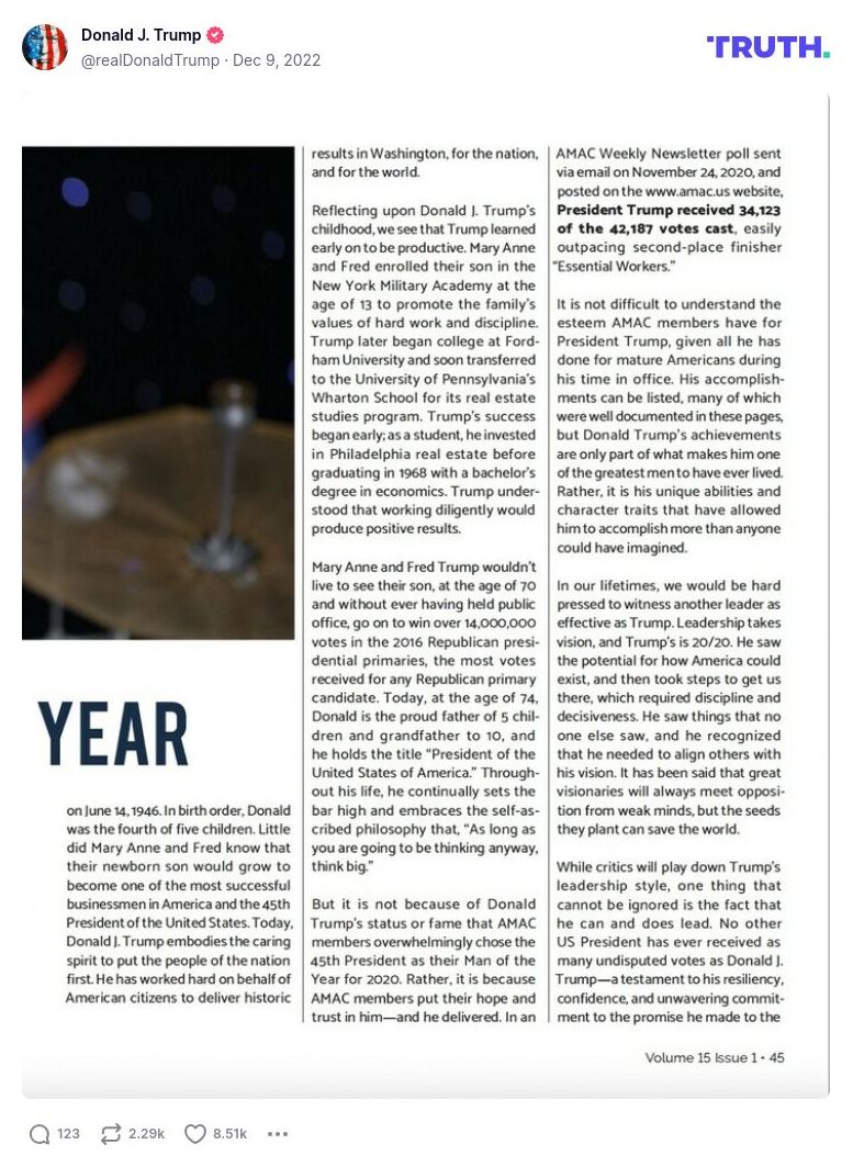 Post image from Donald Trump