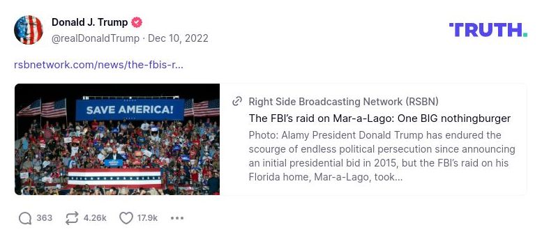 Post image from Donald Trump