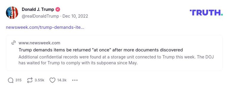 Post image from Donald Trump