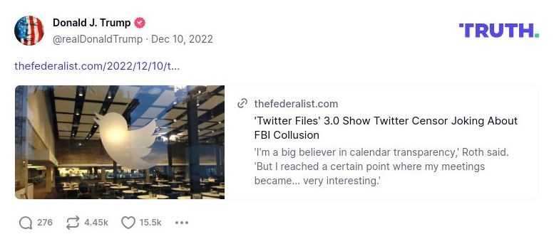 Post image from Donald Trump