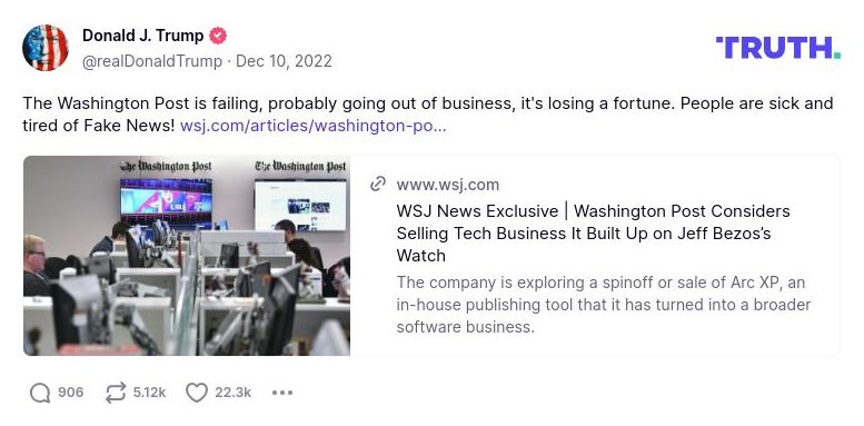 Post image from Donald Trump