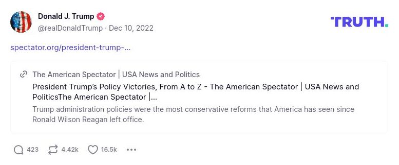 Post image from Donald Trump