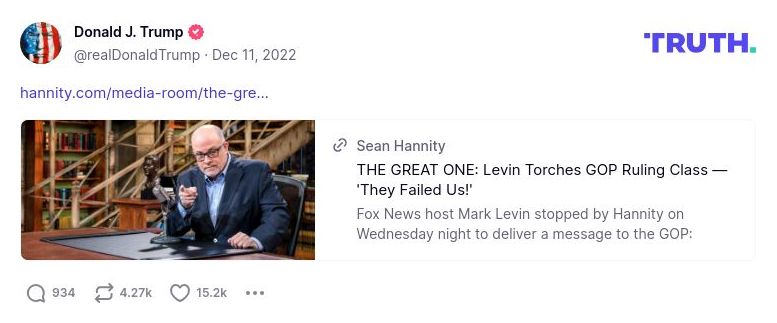 Post image from Donald Trump