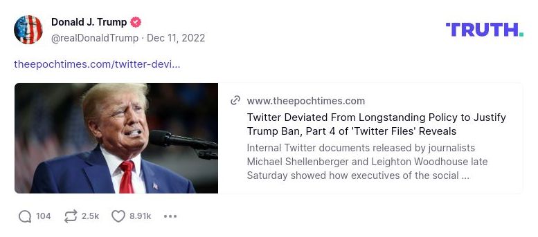 Post image from Donald Trump