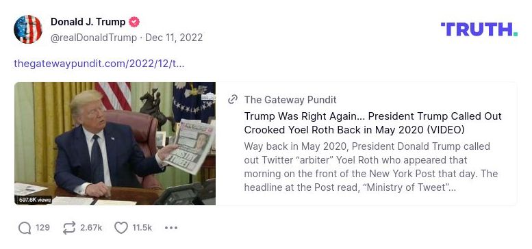 Post image from Donald Trump