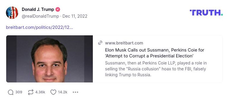 Post preview from Donald Trump