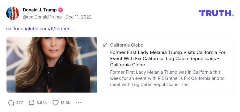 Post image from Donald Trump