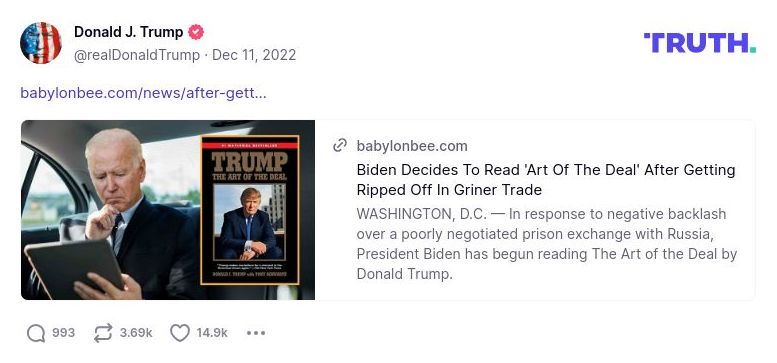 Post image from Donald Trump