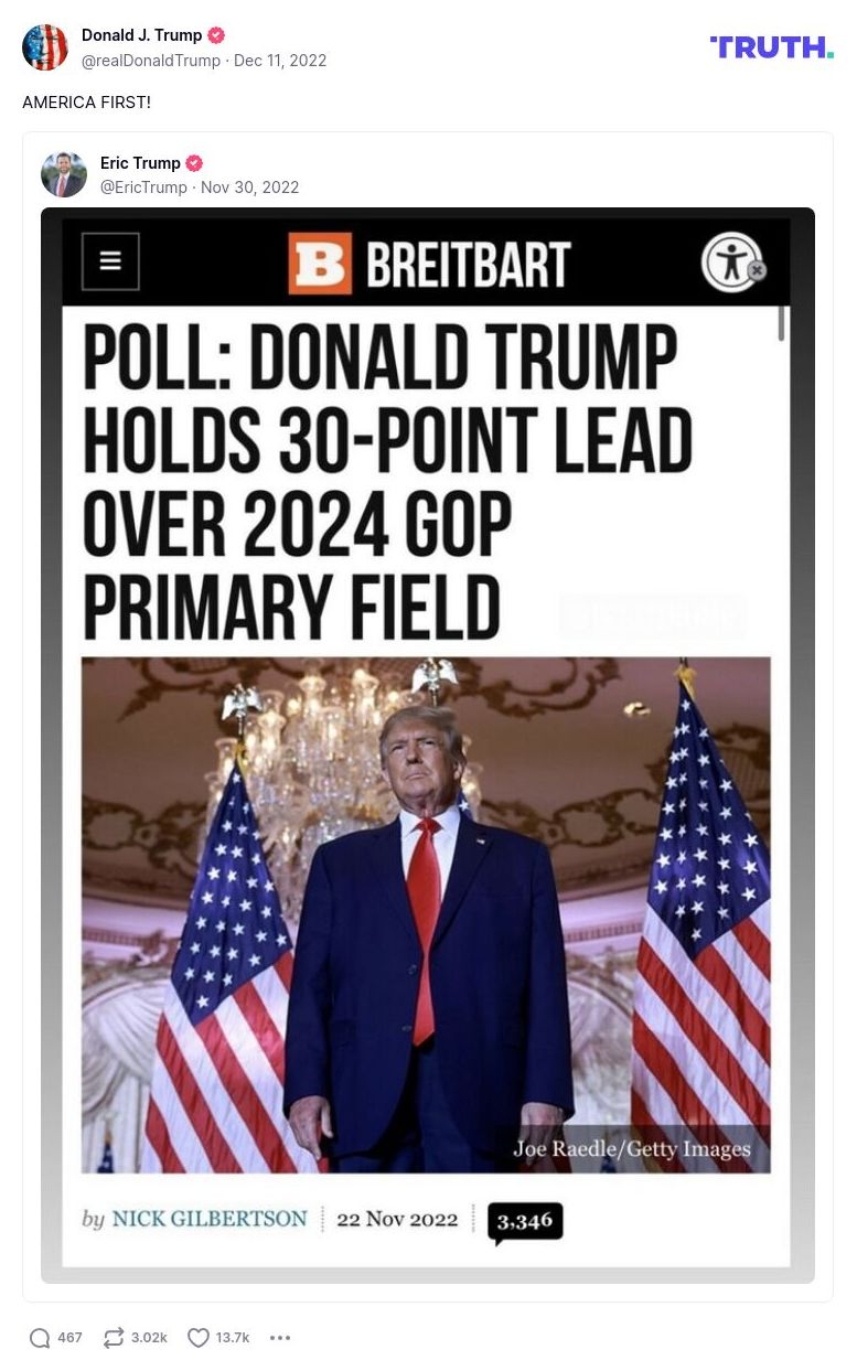 Post image from Donald Trump