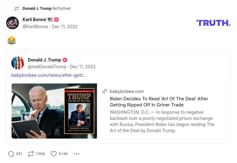 Post image from Donald Trump