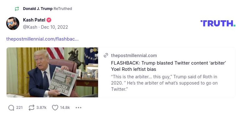 Post image from Donald Trump