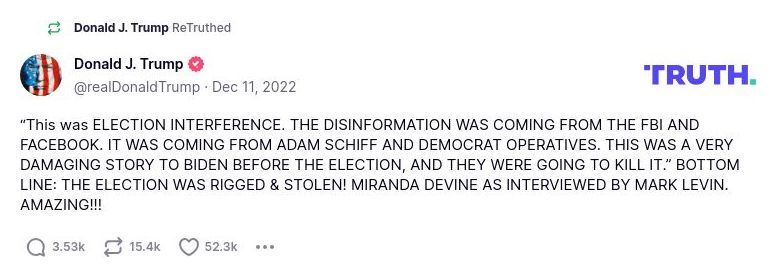 Post image from Donald Trump