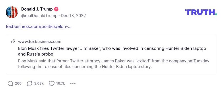 Post preview from Donald Trump