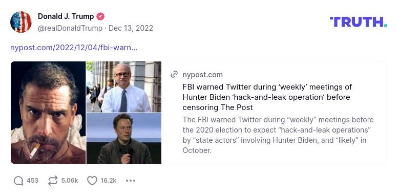 Post image from Donald Trump