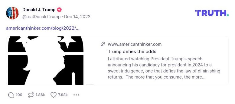 Post image from Donald Trump