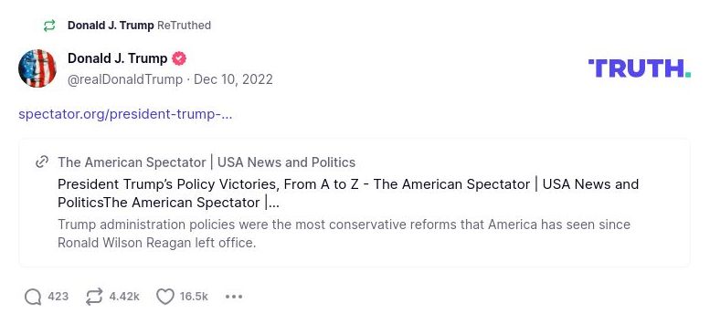 Post image from Donald Trump