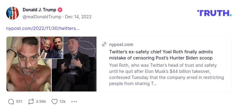 Post image from Donald Trump