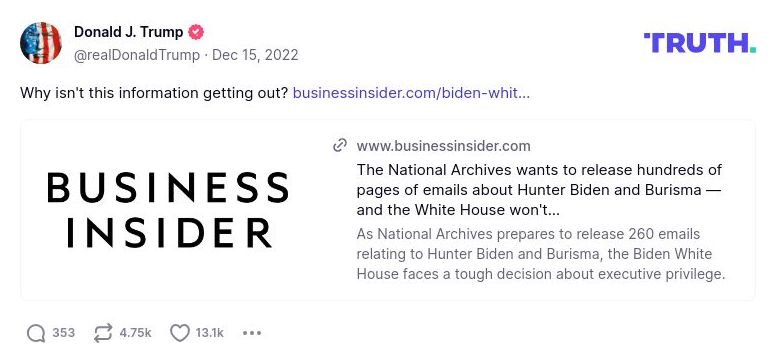 Post preview from Donald Trump