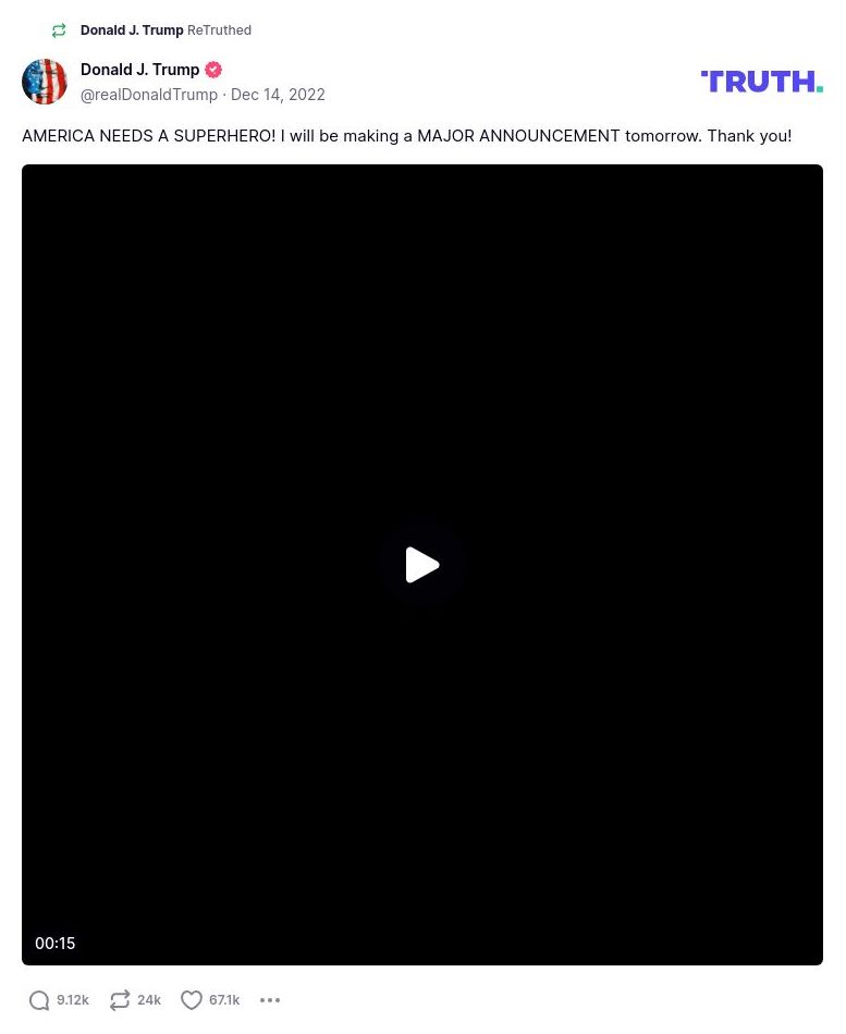 Post image from Donald Trump