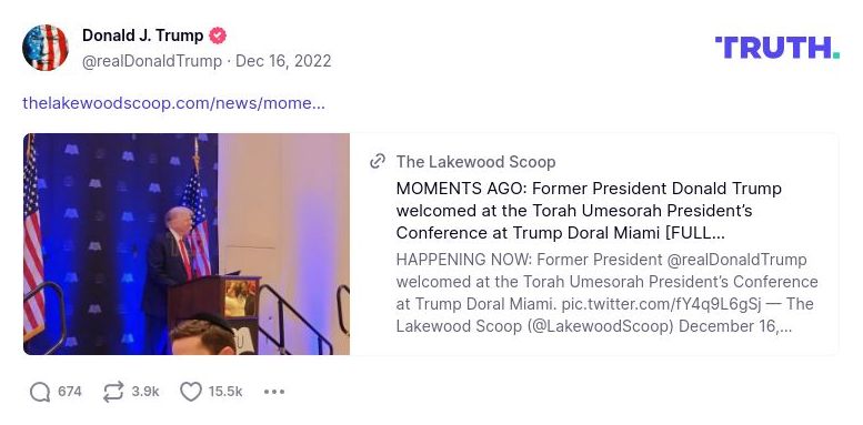 Post image from Donald Trump