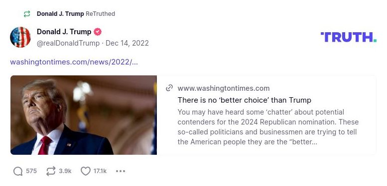 Post image from Donald Trump