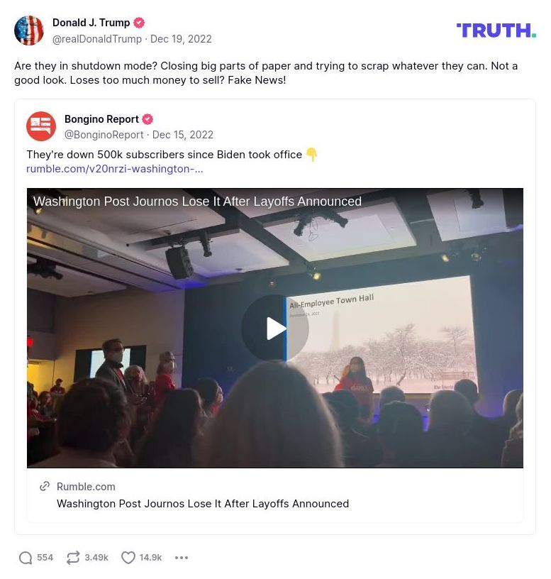 Post image from Donald Trump