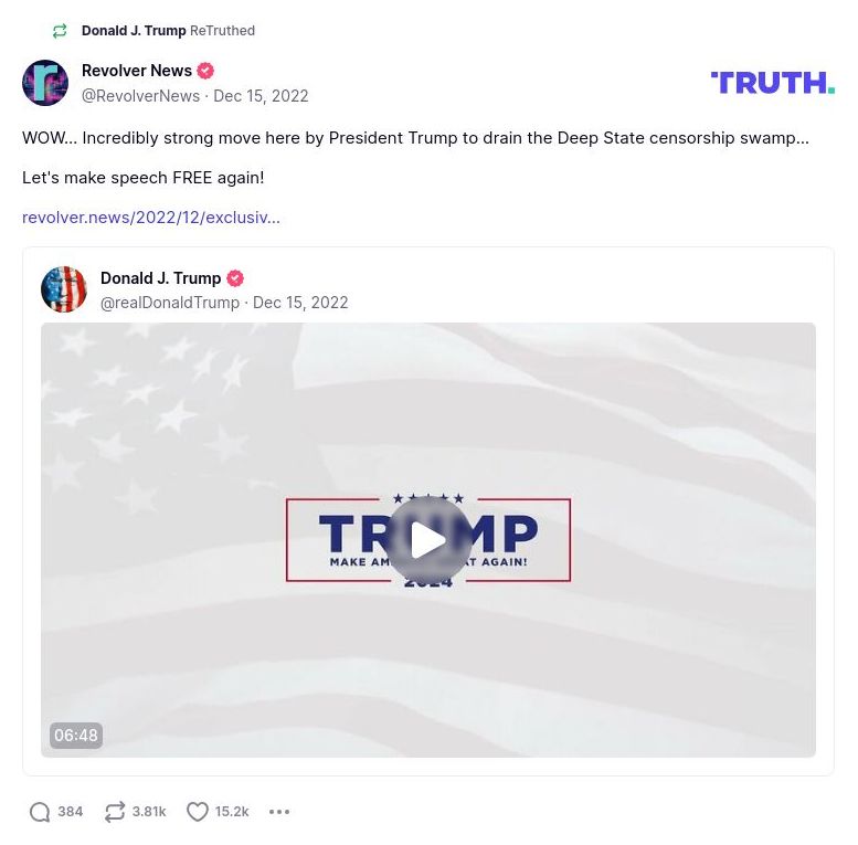 Post image from Donald Trump