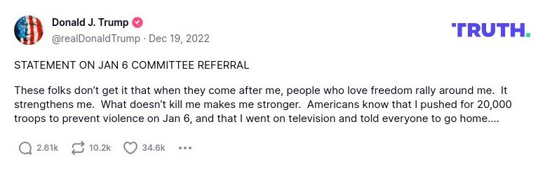 Post image from Donald Trump