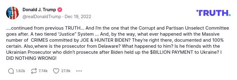 Post preview from Donald Trump