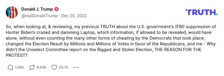 Post image from Donald Trump