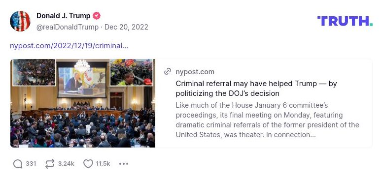 Post image from Donald Trump