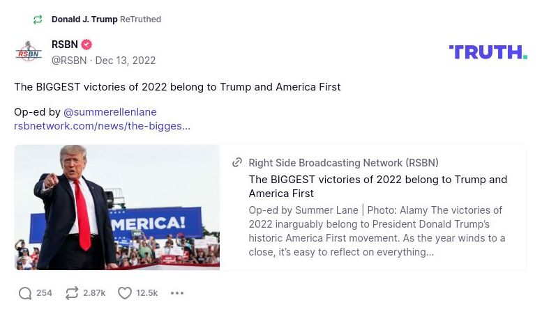 Post image from Donald Trump