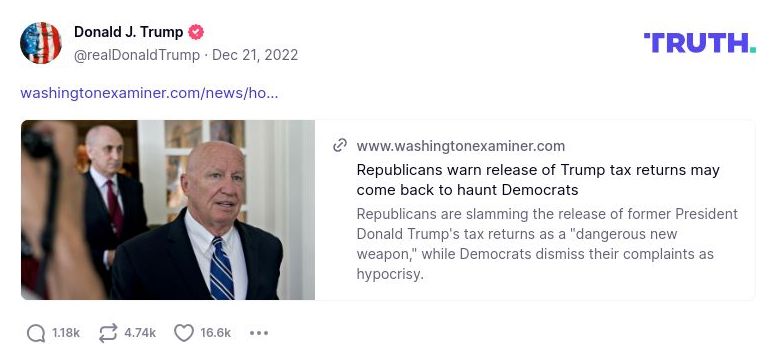 Post image from Donald Trump