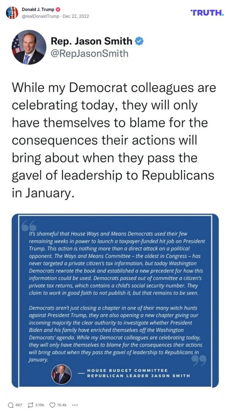 Post image from Donald Trump