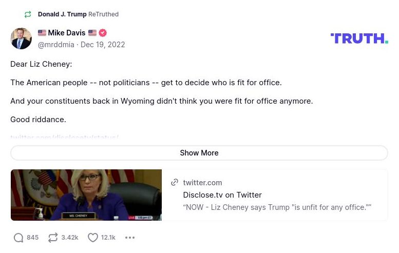 Post image from Donald Trump