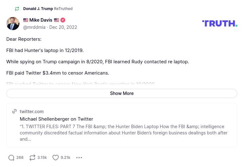 Post image from Donald Trump